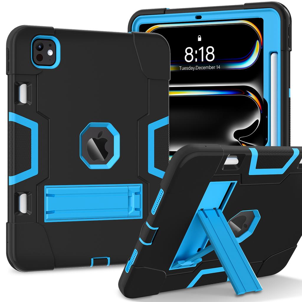 Rugged Kickstand Case For iPad Pro 11 2025 M5 2024 M4 A3357 A3358 A3359 A2836 A2837 A3006 PC Silicone Anti-Slip Cover Shockproof