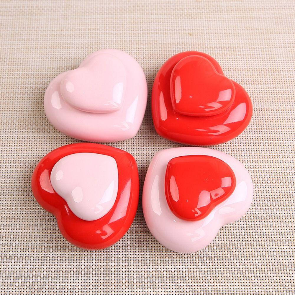 

Ceramic Tea Jar Heart Shaped Pet Hair Collection Jar Home Decor Candy Storage Box Rouge Lipstick Style 4