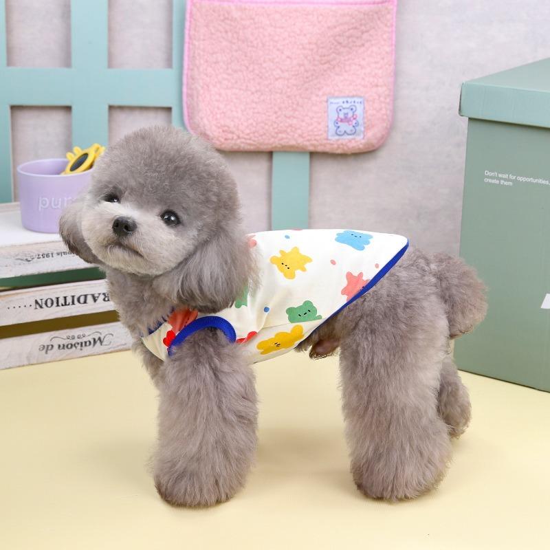 Red Cotton Pet Dog Clothes For Small Dogs Cute Cat Dog T-shirt Vest Puppy Clothes Colorful Bear Vest Fashion Puppy Clothing
