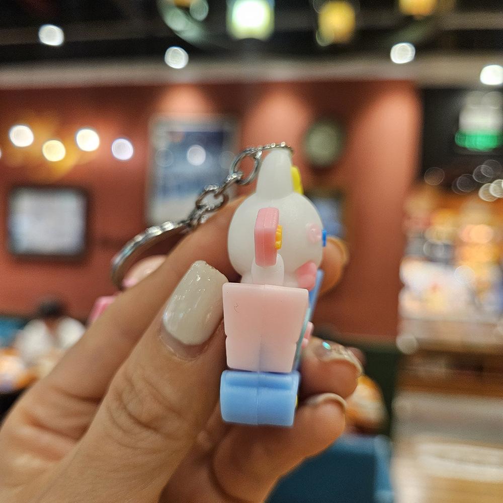 Creative Small Animal Shopping Cart Car Keychain Pendant Cartoon Doll Couple Pendant Exquisite Keychain