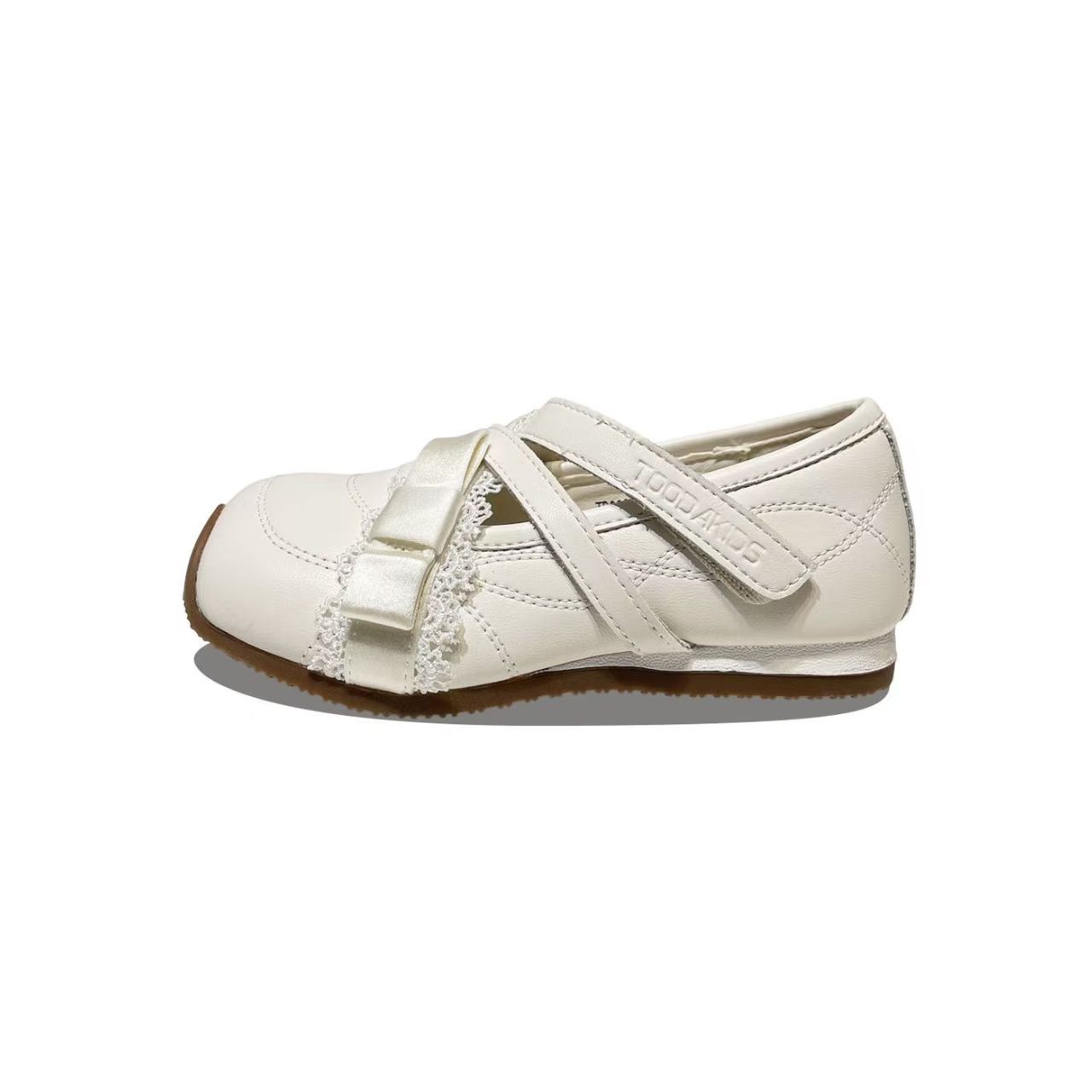 

Korean version of new girls shallow sneakers with lace straps, lightweight spring and summer princess style Velcro single shoes 36 бежевий
