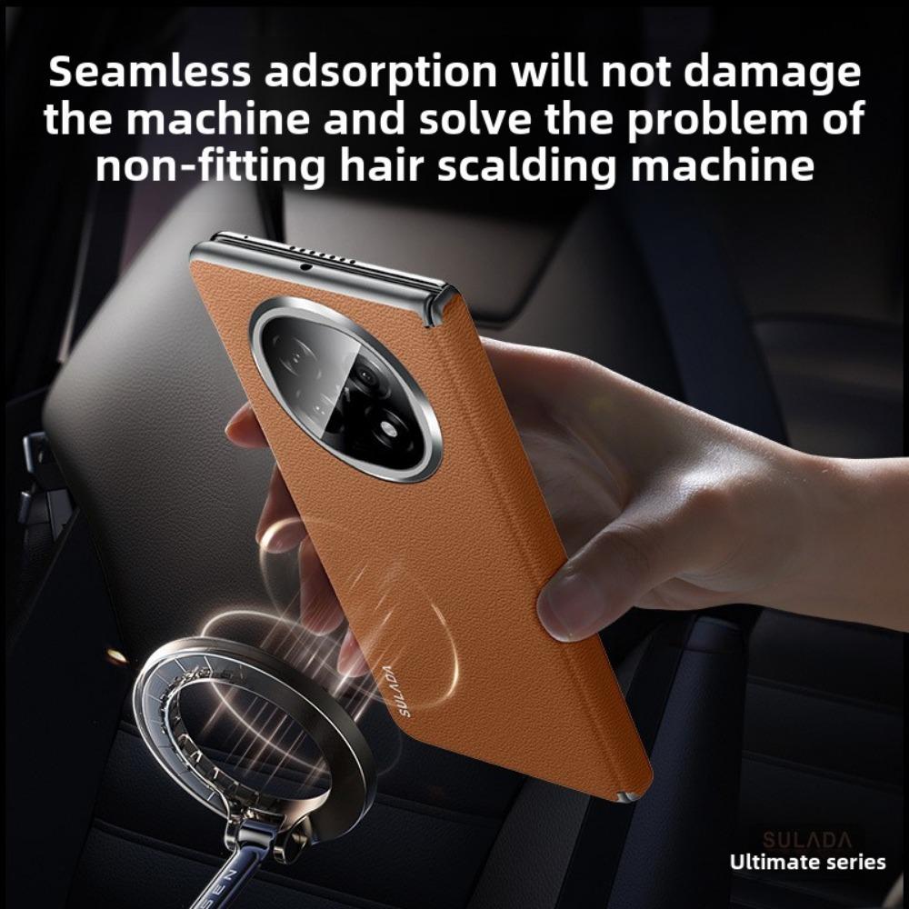 Pouzdro MagSafe pro OPPO Find N5 s vysoce kvalitním matným koženým skládacím pantem, vestavěným magnetickým bezdrátovým nabíjením a nárazuvzdorným pevným pouzdrem