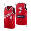 Tricou Vestă Basketball cu Umeri Decupați și Gât Rotund pentru Copii NO.7 Rockets, Tricou Vestă Sportivă Durant pentru Bărbați cu Uscare Rapidă