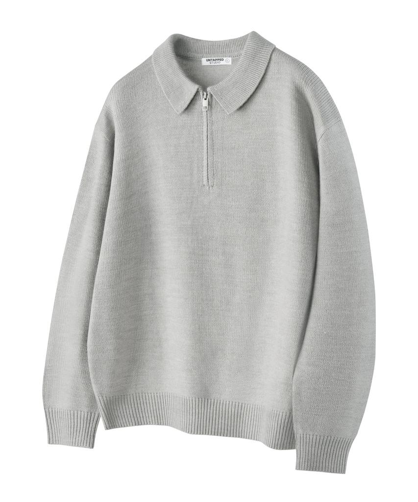 UNTAPPED STUDIO [2Pack] Oversized Half-Zip Collar Hacci Knit 5 Colors