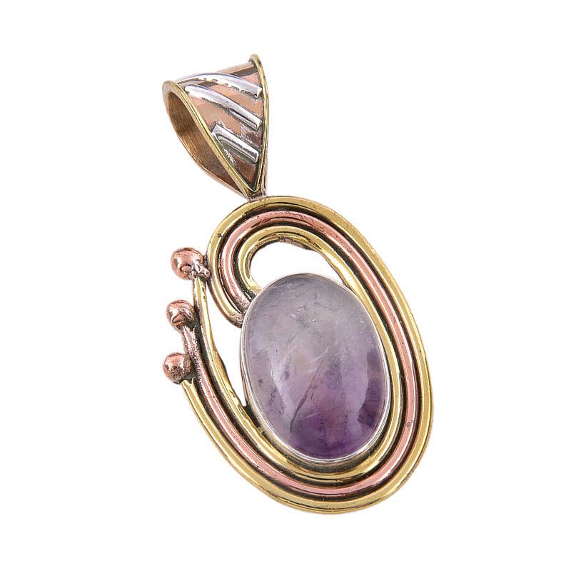 Natural Tiffany Stone 925 Solid Sterling Silver Gift TwoTone Pendant 1.50" Q7b23