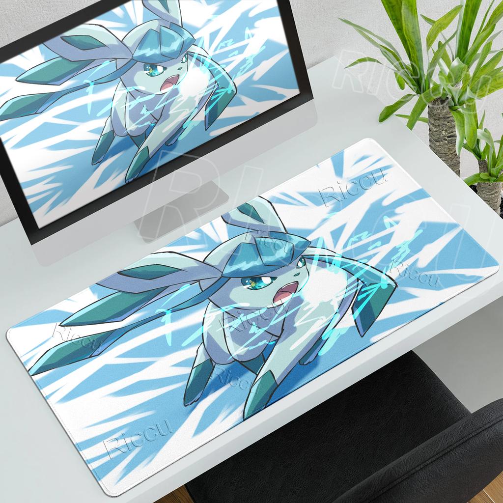 Anime Pokemon Mouse Pad Eevee Glaceon PC Cabinet Mousepad Gamer Keyboard Tablepad E-Sports Desk Accessories Gaming Extended Mat