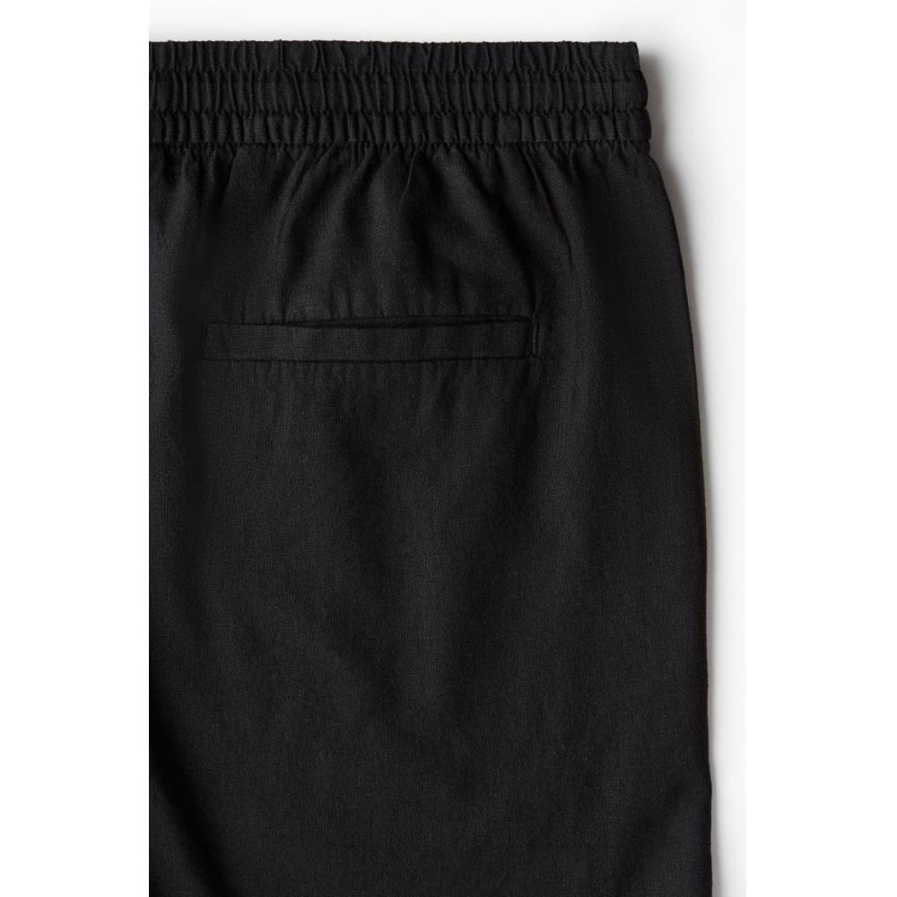 H M Linen Blend sHorts Regular Fit Black