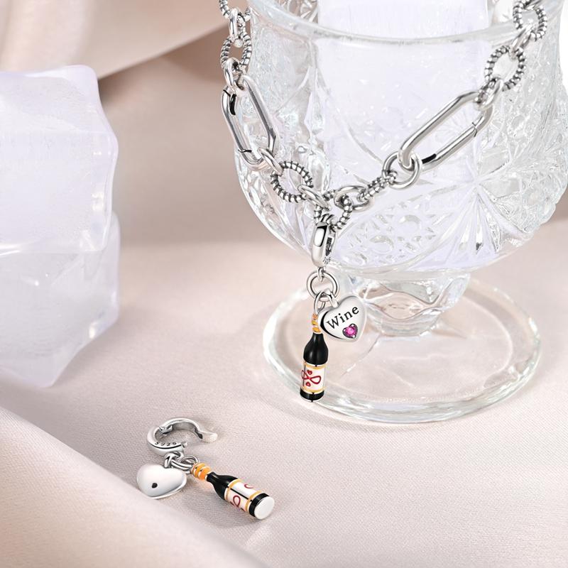 Wine Bottle Charms Copper Rum Brandy Whiskey Tequila Beads Fit 3Mm Original Bracelets Diy Jewelry Birthday Gift