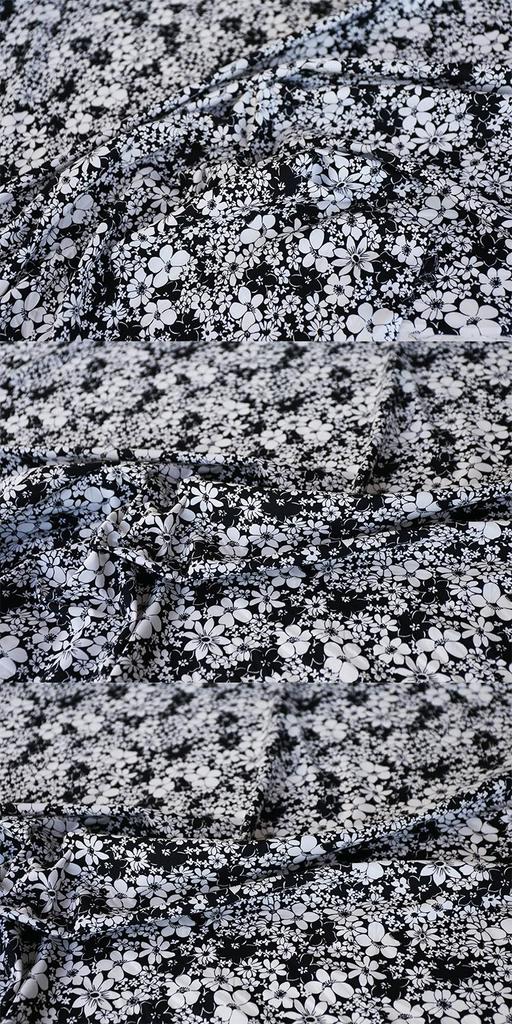 Italian Black & White Floral High-Count Cotton Poplin Fabric for Designer Dress Shirts