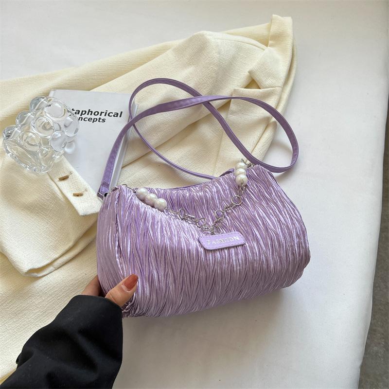 

Bag women 2025 new fashion high sense versatile niche design solid color canvas portable shoulder messenger trendy bag фиолетовый