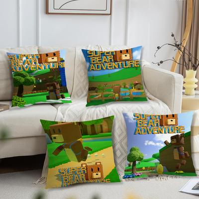 Cute A-Adventure Funny Bear Club S-Super Cushion Cover For Pillow Printing Sofa Decoration Home Car Room Office NordicSimplicity