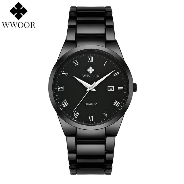 WWOOR Top Luxury Watch For Men 3ATM Waterproof Stainless Steel Date Clock Sport Men's Watch Quartz Wristwatch Relogio Masculino