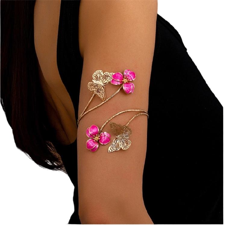 Unique Bohemian Inspired Arm Jewelry With Artistic Hollow Butterfly Details In Multiple Colors Season Floral Bangle