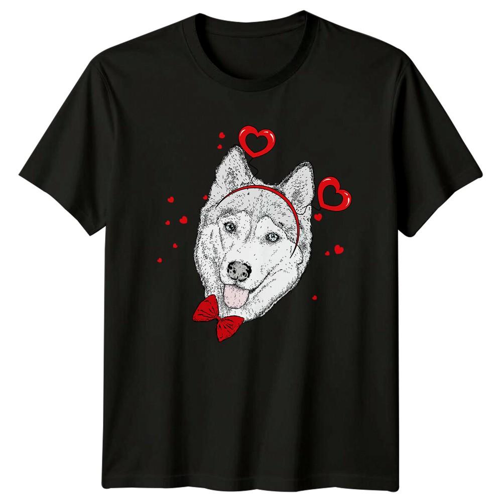 Husky Dog With Hearts Animal Unisexs TShirt Unisexs Graphic Tee Unisex Top