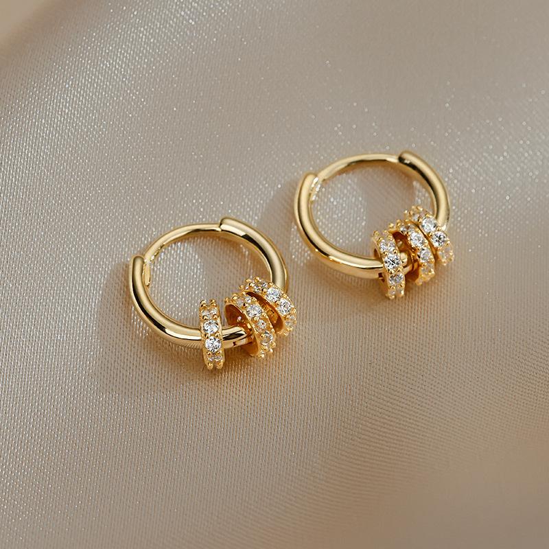 Fine Jewelry 925 Silver Hoop Earring for Women Micro Inlay Zircon 925 Sterling Silver Earrings Circle Pendant Earrings