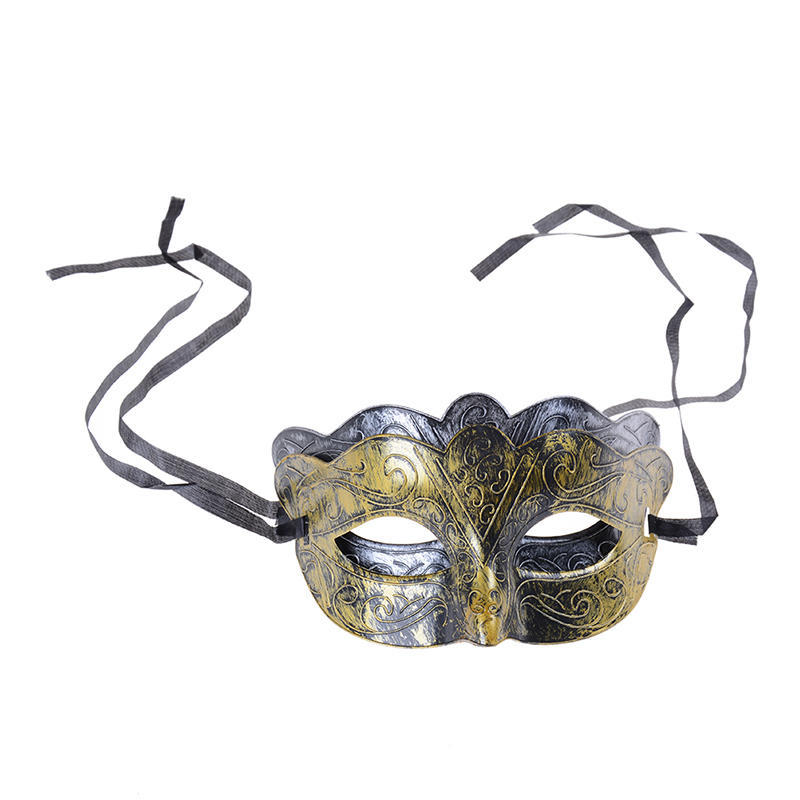 Retro Men Halloween Starožitná stříbrná Zlatá benátská Mardi Gras Masquerade Party Plesová maska