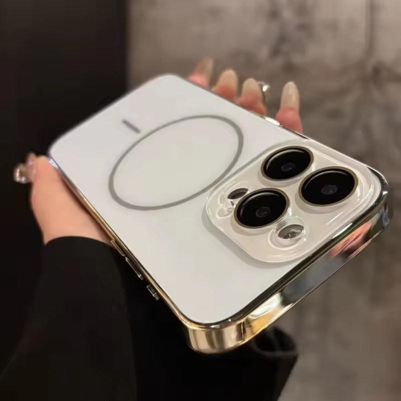 

Чехол Deluxe AG с матовой линзой Magsafe, защитное стекло для iPhone 16, 15, 14, 13, 12 Pro Max, чехол с функцией беспроводной магнитной зарядки iPhone 11 Pro Max белый