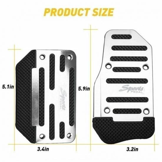 Silver Non-slip Automatic Gas Brake Foot Pedal Pad Cover -Car Accessories
