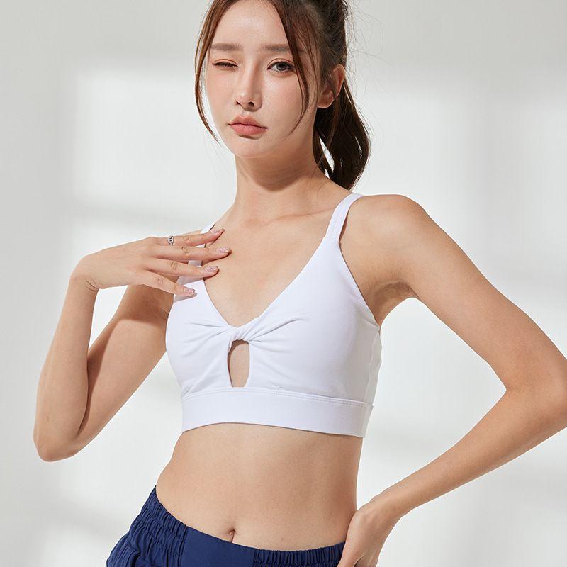 

Front Hollow-out Sexy Back Sports Underwear Women Shockproof Push up Fitness Bra Running Yoga Vest Outer Wear Bra M White