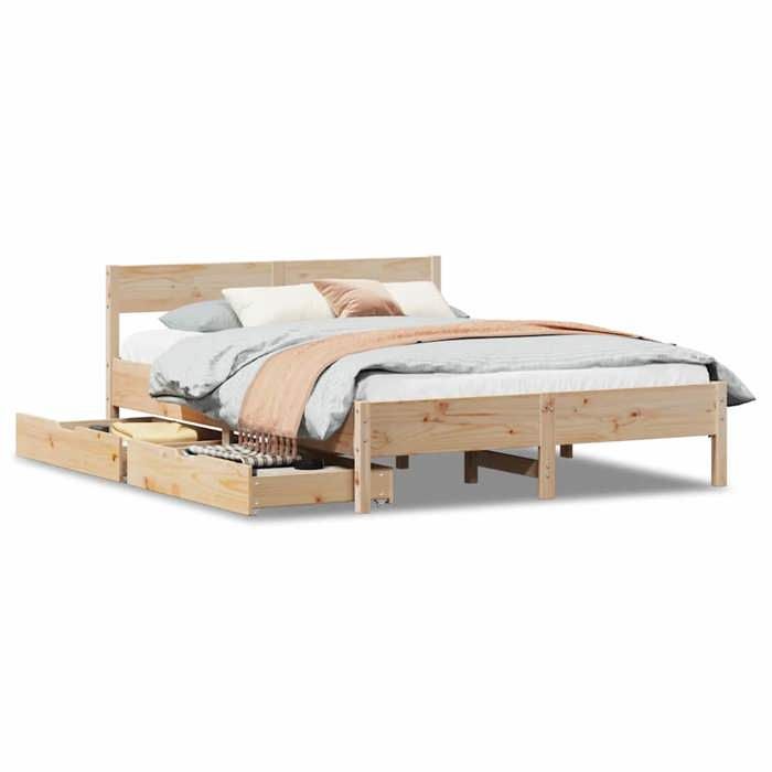 VidaXL Cadre de lit avec tête de lit 120x200 cm bois de pin massif, meuble de chambre à coucher, sommier, lit en bois, lit, 3301752