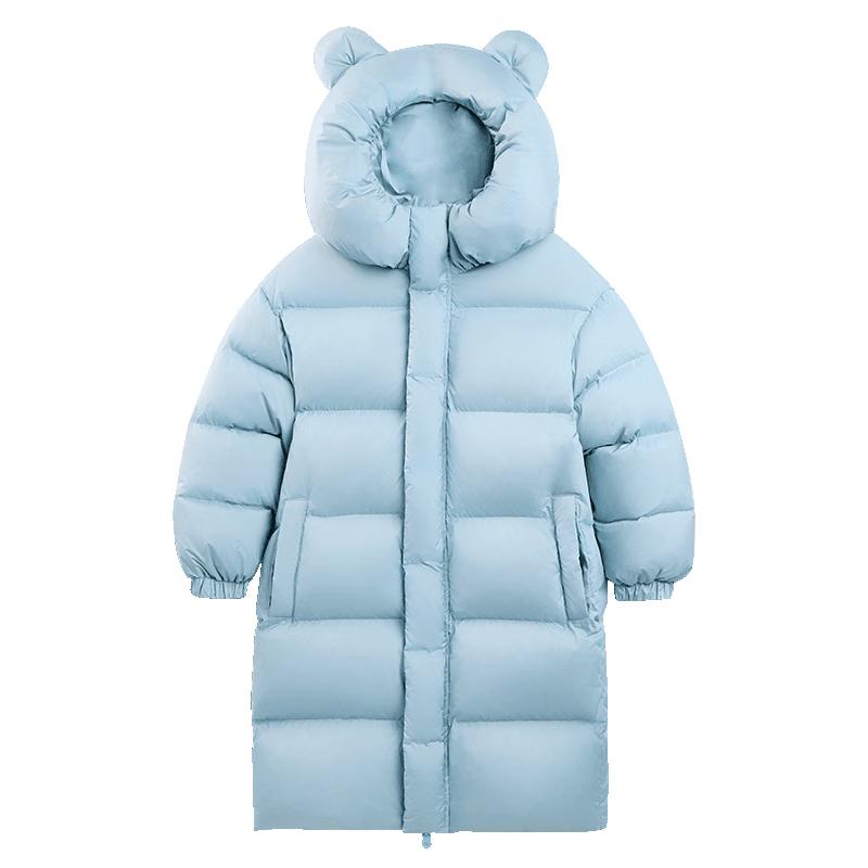 EBAER Kids 2024 Winter Thickened Long Down Jacket with Hood 160
