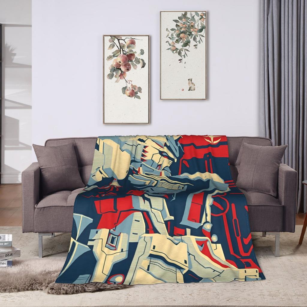 Gundam Flannel Blankets Winter Soft Durable Throw Blanket for Kids Adult Couch Chair Funny Bedspread Sofa Bed Cover