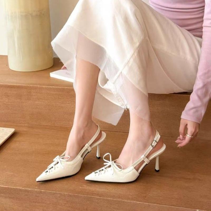 2025 Designer Buckle Strap Pumps Women Sexy Cross Lace Up Pointed Toe Low Thin Heels Wedding Banquet Dress Mules