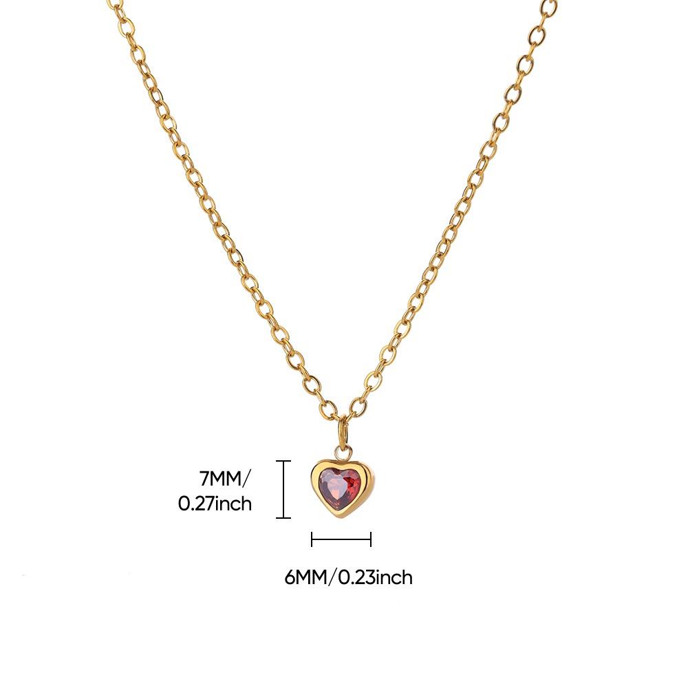 Stainless Steel Birthstone Heart Necklace For Women Gold Color Chain Heart  Necklace Wedding Jewelry Birthday Gift Bijoux Femme