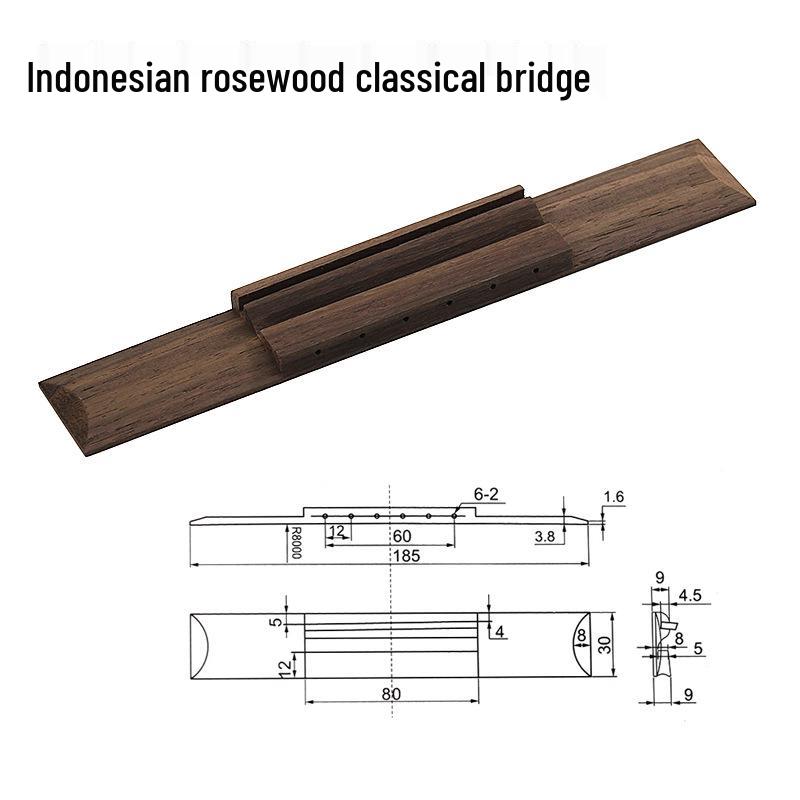 Ремонтный набор для бриджа и порожка классической гитары из индонезийского палисандра