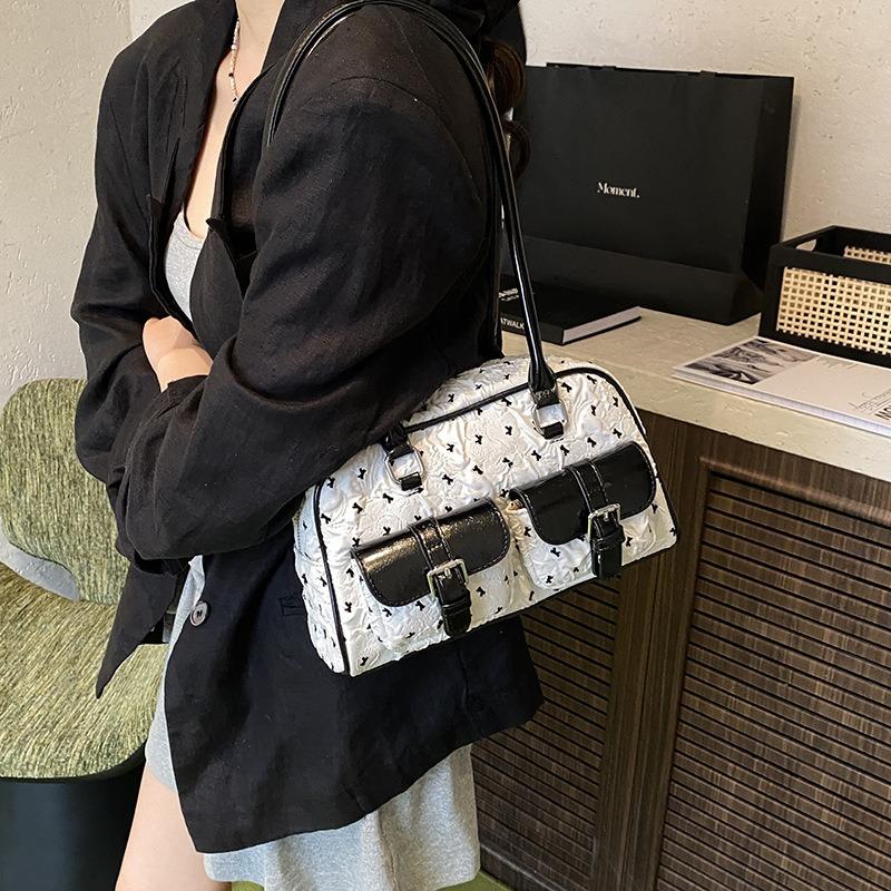 Simple Underarm Bag Women's Summer Versatile Contrasting Color Commuter Shoulder Bag Bowling Bag