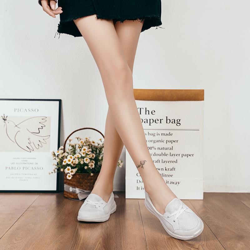 Women’s Moccasins Casual White Walking Shoes Summer Black Lightweight Beach Shoes for Mother Large Size