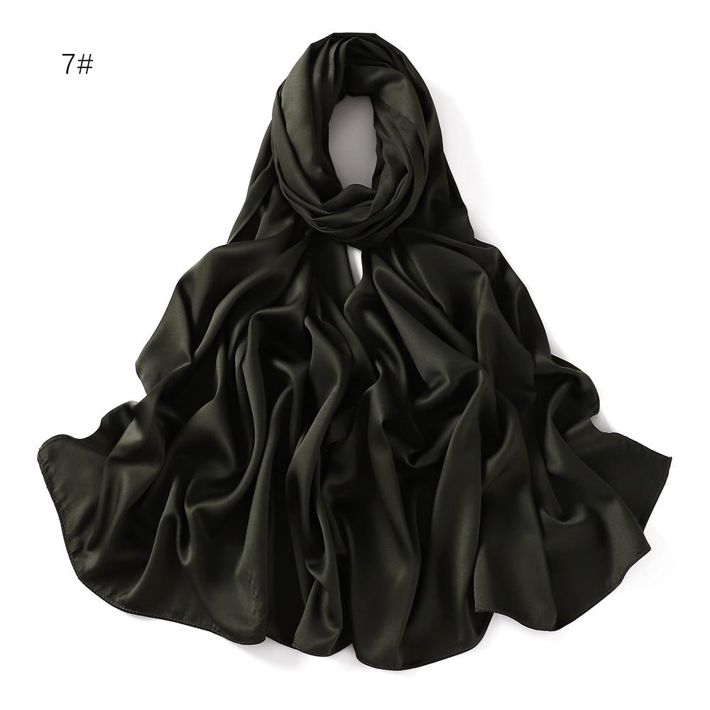 New Luxury Medine Silk Scarf For Women Muslim Plain Hijab Long Shawls Big Size Headscarf Wraps Islamic Turban Headband Bandana