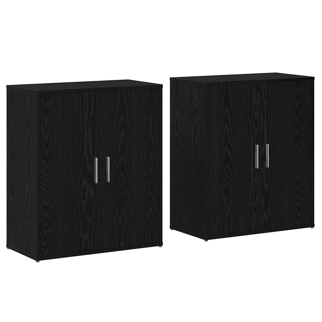 Sideboard 2 Pcs Black Oak Effect 60 X 31 X 70 Cm