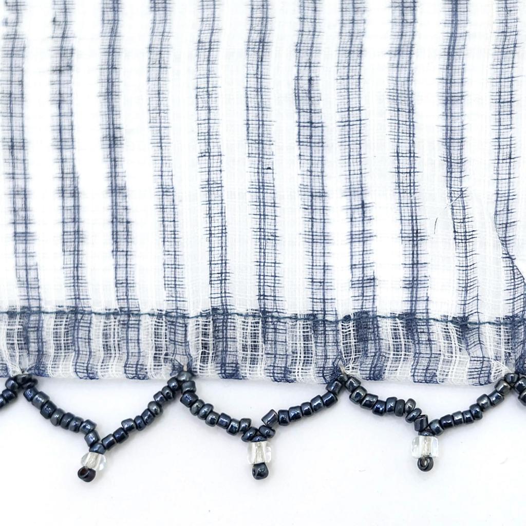 Tomo Corporation Kota Doria Block Print Noren Room Curtain, Navy, Long, Divider, 85x150cm, 11725-870-358