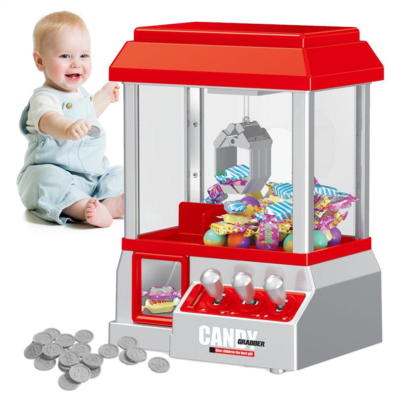 Mini Claw Machine Retro Claw Machine Arcade Game Cool Fun Mini Candy Grabber Prize Dispenser Vending Toy Gift With 24 GameCoins