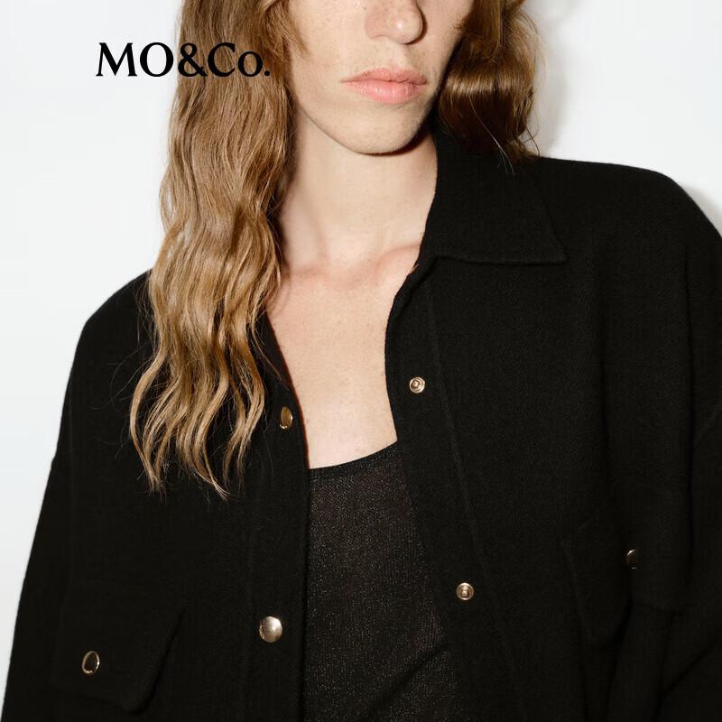 MO&Co. Merino Wool Shirt Collar Drop Shoulder Double-Faced Coat