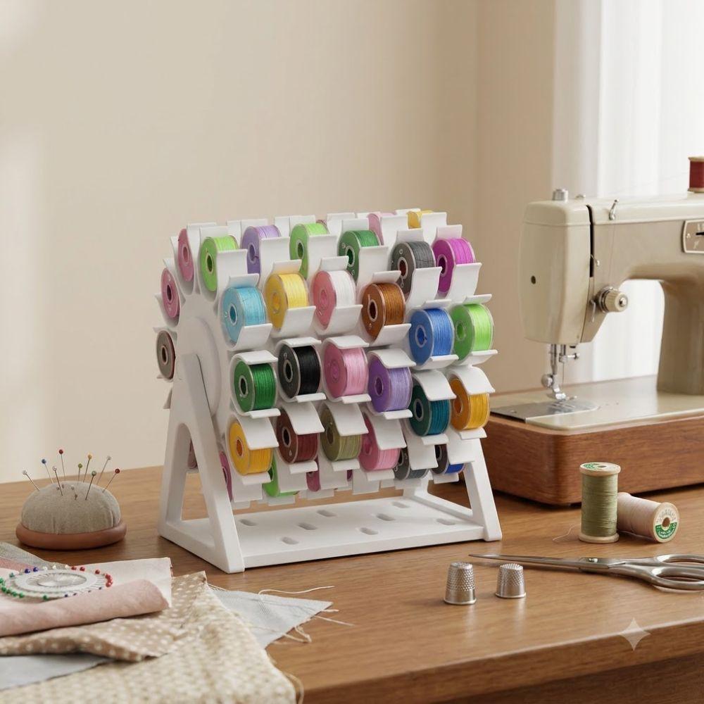 60 Slots Rotating Bobbin Thread Organizer DIY Sewing 3D Printed Sewing Thread Spool Holder Hand Crank Handmade Sewing Spool Rack