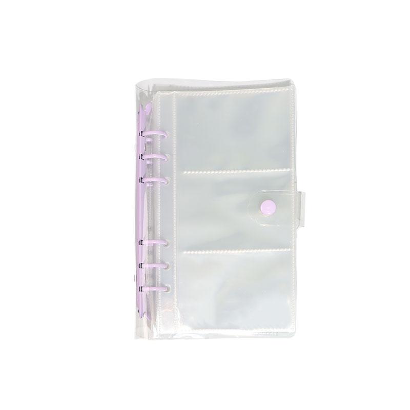 Transparent Clip Loose-leaf Folder A6 Budget Binder 6 Ring Binder with pp Photo Sleeves