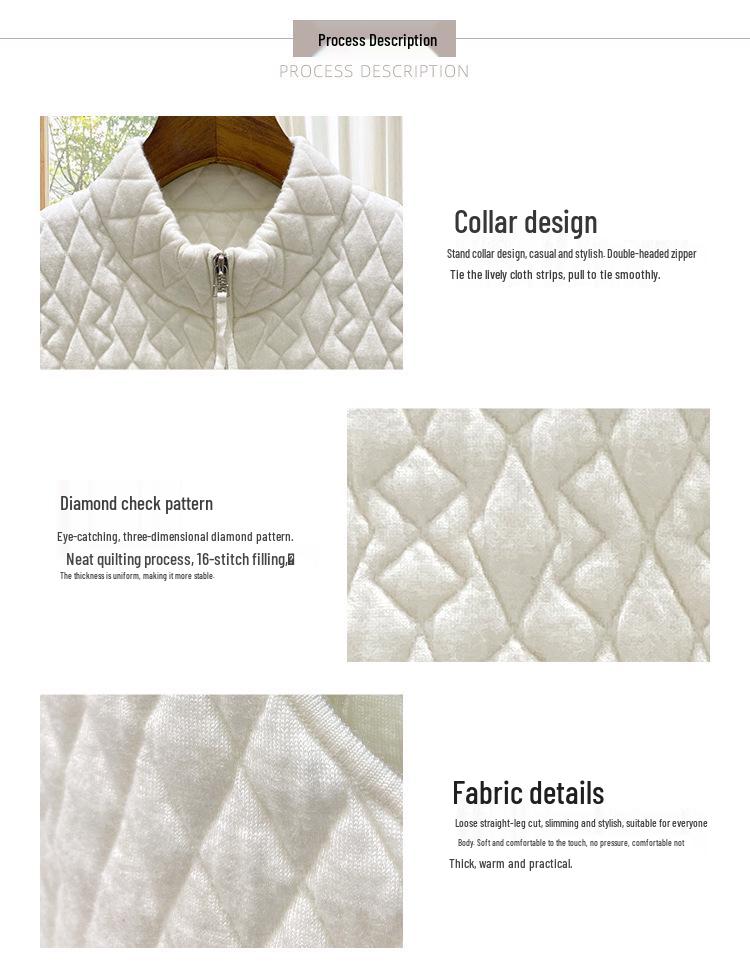 Nanyou Women's Diamond Pattern Wool Stand Collar Zipper Vest - Stylish & Versatile for Autumn/Winter Layering