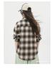 Women's Retro Plaid Brushed Cotton Shirt Jacket with Lapel - Long Sleeve, Spring