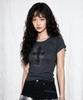 THE GREEN LAB Cross Boat Neck Slim Short Sleeve Tee [Black]