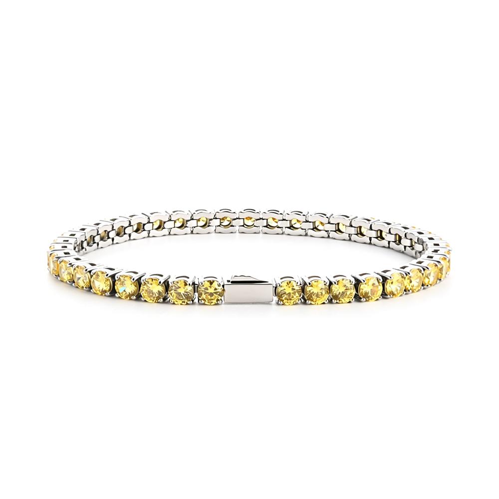 Multi-colored fashionable 4mm wide tennis chain, zircon sparkling hip-hop style exquisite jewelry bracelet for men and women