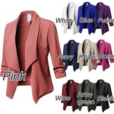 10 Color Long Sleeve Pleated Solid Color Blazer