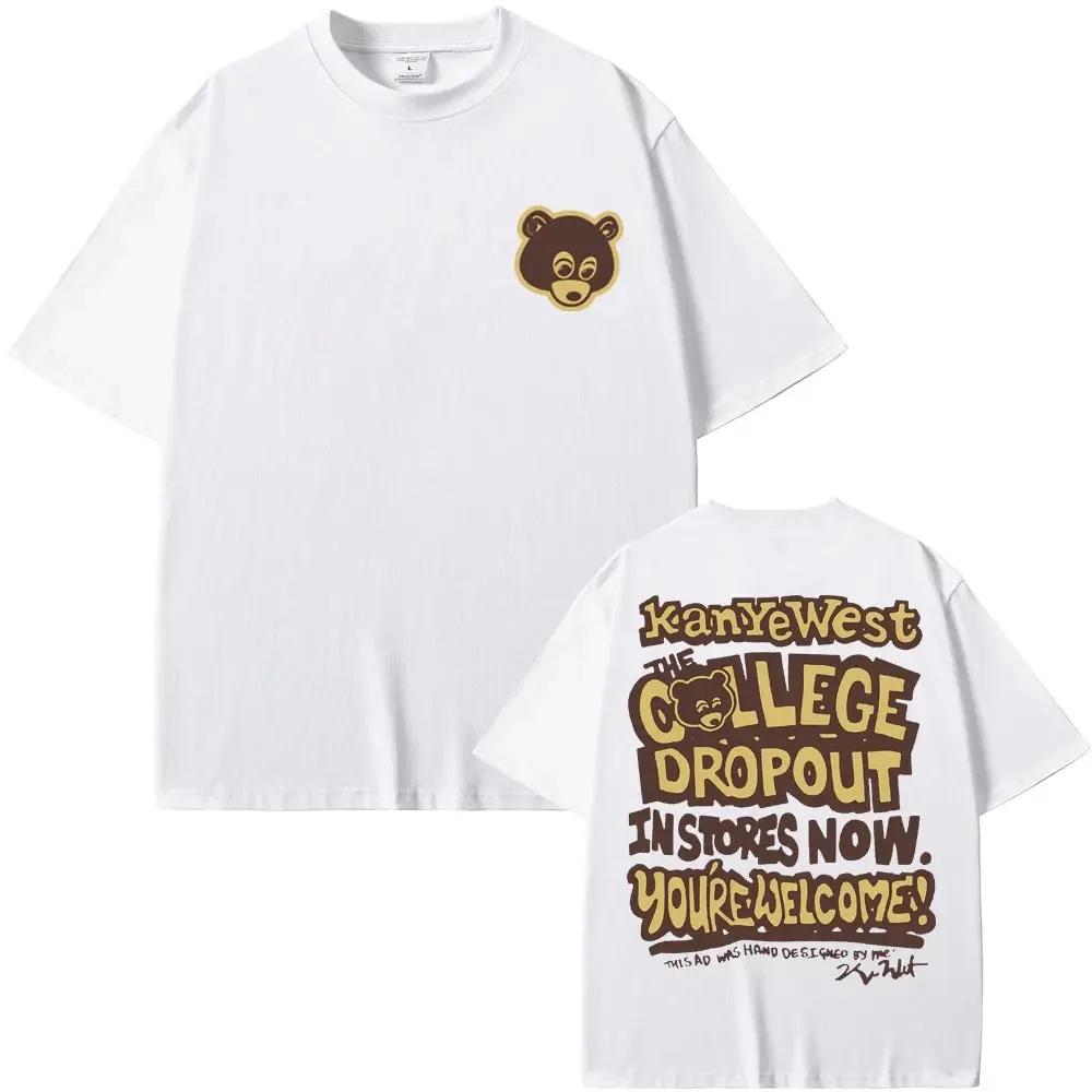 Best Famous Kanye West The College Dropout Graphics Tshirt Men Women's Hip Hop Rap Vintage T-shirts Male Casual T Shirt