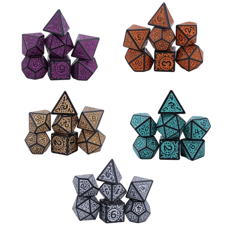 7Pcs/set Polyhedral Acrylic Dices Multiple Face Various Shape Digital Game Dices for Club Party Family Board Game Props