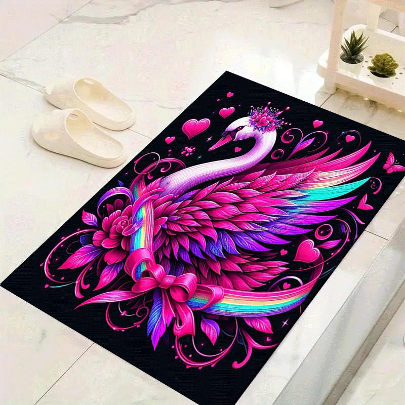 

1pc Beautiful swan Print, Design Indoor Area Rug - Soft, Anti-Slip, and Durable Gaming Room Decor for Bedroom 60cm by 90cm
