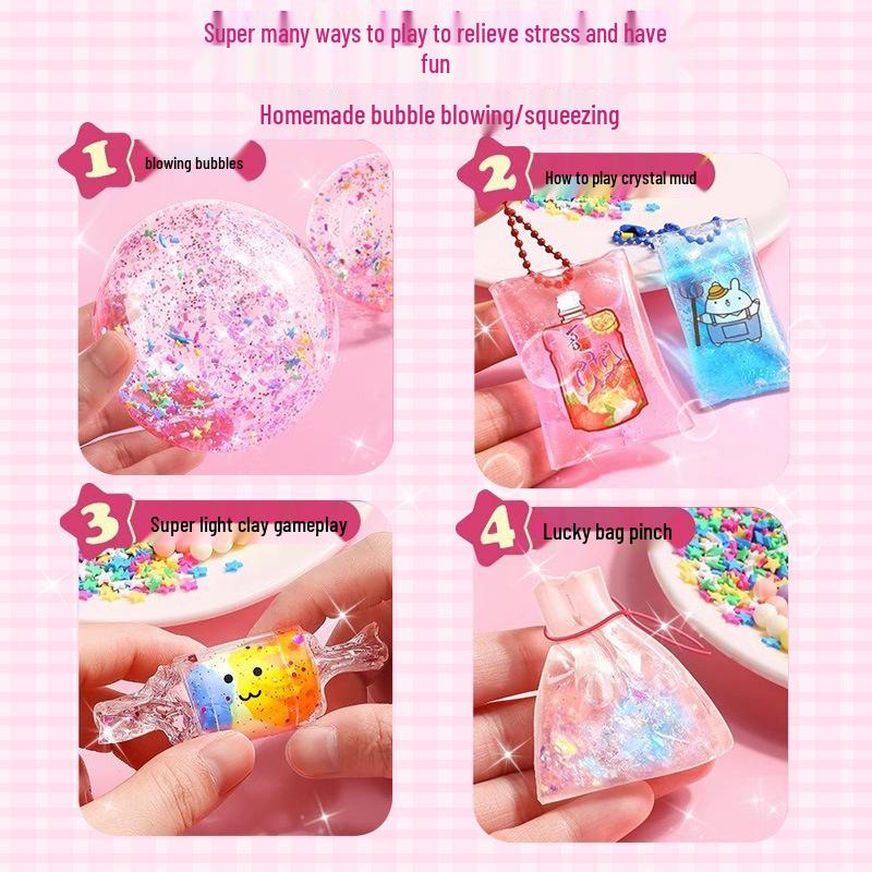 Nano Gel Squishy Toy Craft Kit - Double-Sided Tape & High Viscosity Bubble Blowing Set