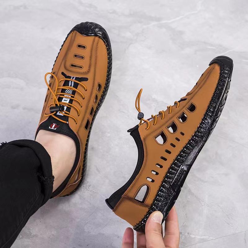 

Мужские сандалии, лето 2023, новые пляжные уличные полые сандалии, сабо, дышащие мужские сандалии на мягкой подошве