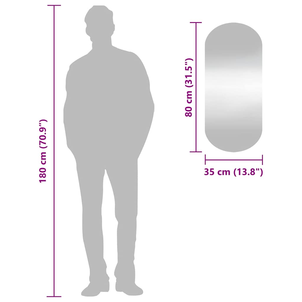 Vidaxl Wall Mirror, 35X80 Cm, Glass, Oval