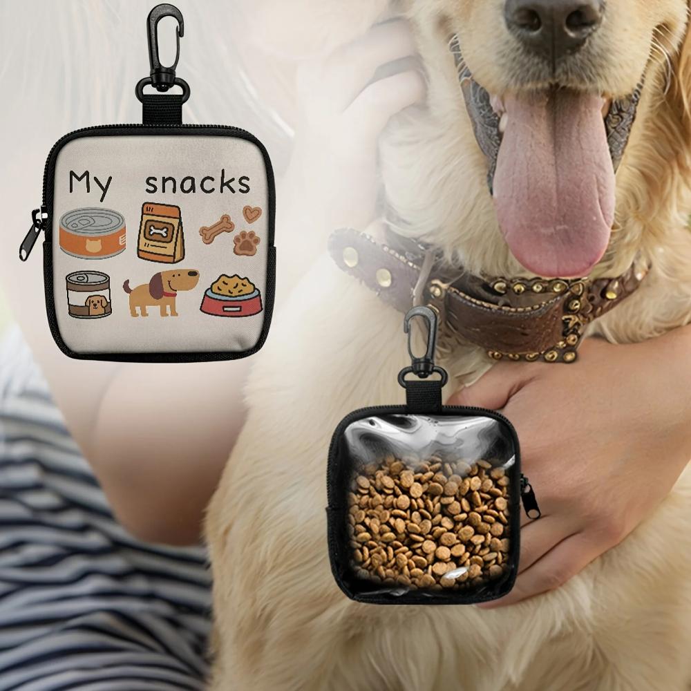 1Pcs 12×12cm Cute Dog Treat Bag with Hook & Zipper - Pet Training Set, Puppy Pet Training Walking Bag, Dog Training Accessories
